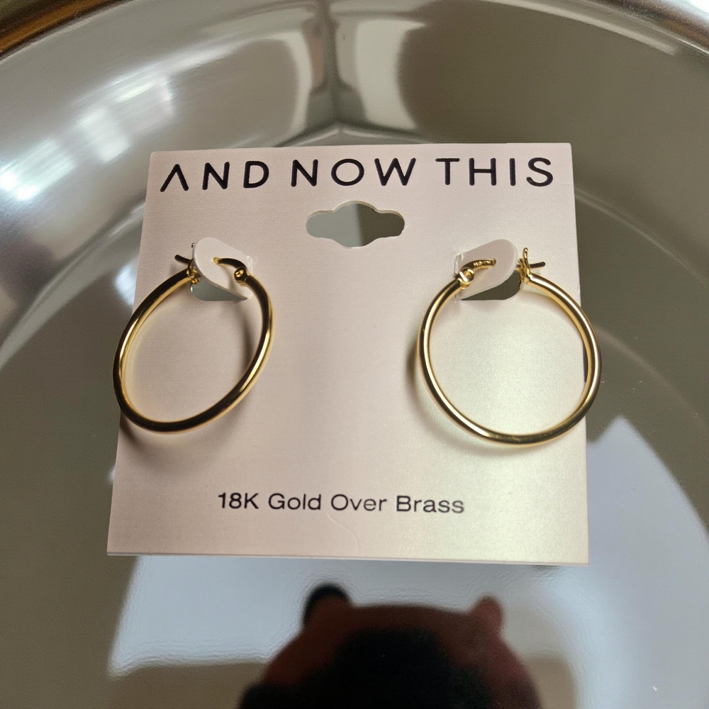 New 18K Gold Over Brass Hoop Earrings